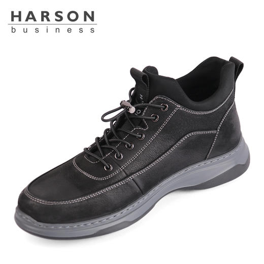 哈森男鞋休闲加绒一脚蹬软底鞋MA14627 商品图1