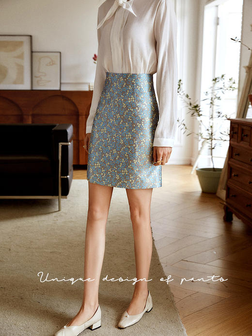 欧芮儿碎花半身裙女2021新款高腰显瘦包臀休闲时尚a字短款裙 商品图2