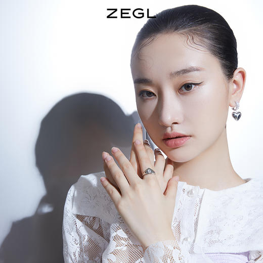 ZEGL镂空爱心戒指女小众设计指环时尚个性食指开口戒 商品图2