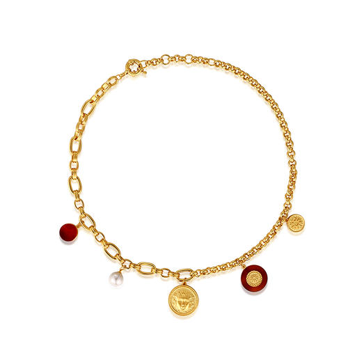 Retro Chic Hong Kong 1980系列 玳瑁金币满天星项链 商品图4