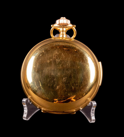 独角鹿西洋古董1890瑞士罕见14K金珐琅天使活动人偶三问报时怀表 商品图4