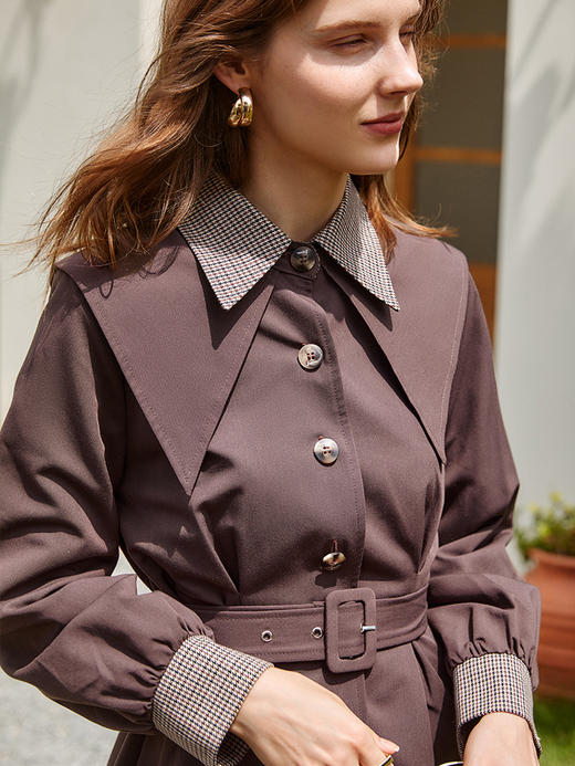 欧芮儿中长风衣外套女新款2021宽松显瘦气质复古休闲时尚大衣 商品图1