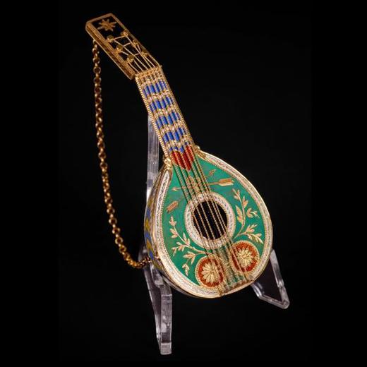 独角鹿西洋古董瑞士18K金彩色珐琅曼陀铃造型芝麻链装置机芯怀表 商品图2