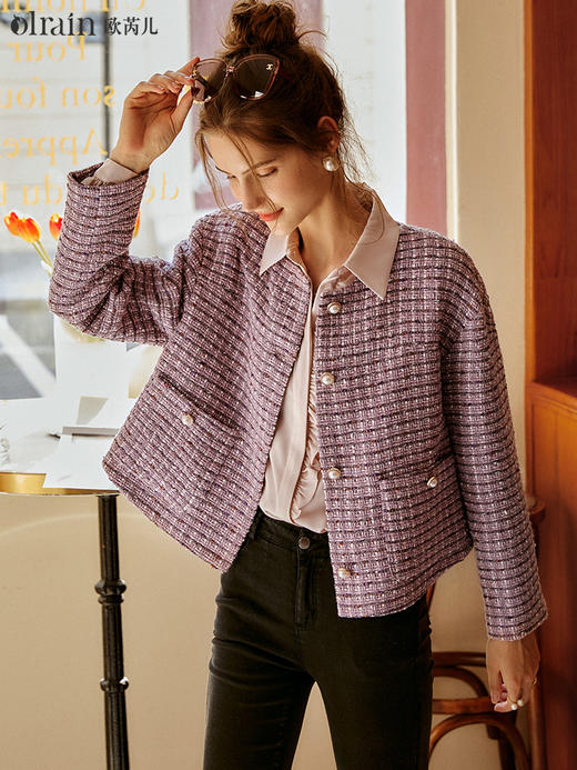 欧芮儿短外套女2021新款气质小香风设计感法式薄款夹克外套 商品图2