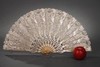 独角鹿西洋古董法国银色蝴蝶刺绣扇面镂空雕刻镀金木扇骨折扇 商品缩略图1