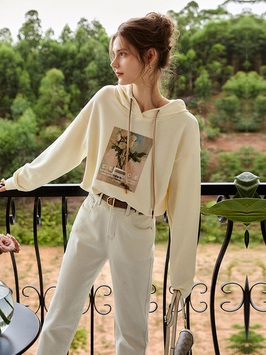 欧芮儿连帽卫衣女2021新款宽松慵懒风小个子薄款套头上衣ins 商品图2