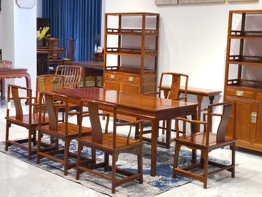 红桥红  家具严选  缅甸花梨（大果紫檀）【带四抽茶桌系列】 商品图1