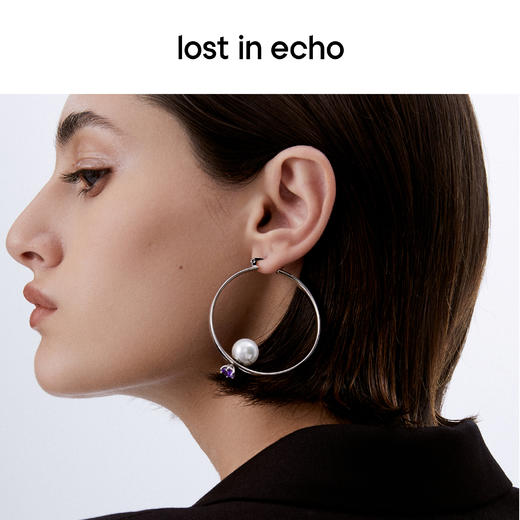 lost in echo 原创设计师品牌 可拆卸锆石钉头珍珠不对称圆形设计感耳环 商品图2