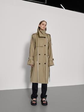 结构外露连帽风衣