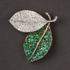 独角鹿西洋古董首饰珠宝法国铂金镶嵌祖母绿钻石双叶造型胸针 商品缩略图1