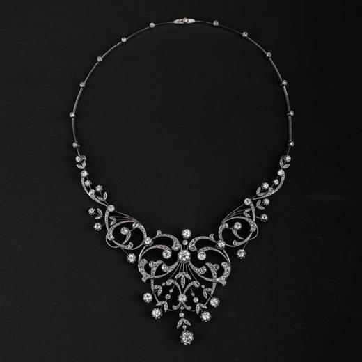 独角鹿西洋古董王室御用珠宝世家Mellerio铂金镶钻石项链胸针冠冕 商品图0