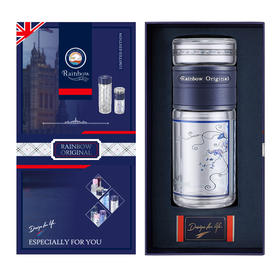 瑞堡奥路Rainbow Origina蓝铃花茶水分离杯TG02-140-皇家蓝英国瑞堡奥路Rainbow Original蓝铃花茶水分离分高硼玻璃杯礼物女生男生实用生日礼物 140ml