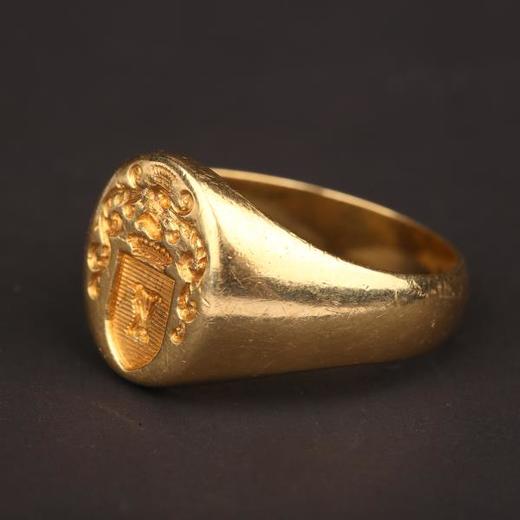 独角鹿西洋古董珠宝首饰1960年代欧洲18K金伯爵冠冕纹章戒指 商品图1