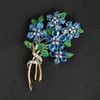 独角鹿西洋古董珠宝欧洲镶嵌蓝宝石钻石祖母绿红宝石花束造型胸针 商品缩略图4