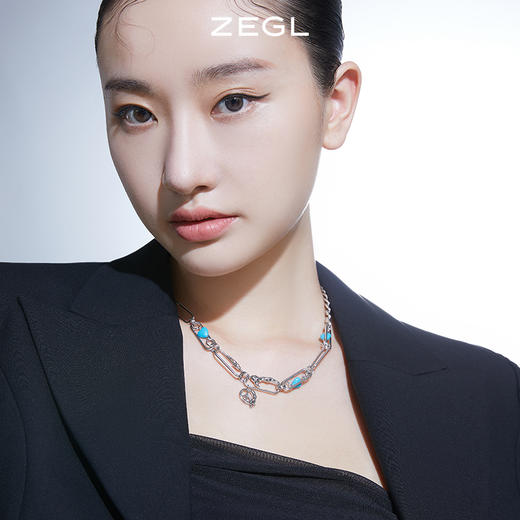 ZEGL设计师涂鸦项链女ins嘻哈锁骨毛衣链秋冬配饰品 商品图3
