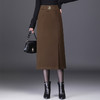 时尚厚款包臀裙，长款开衩裙印花长裙毛呢半身裙MYX-6763 商品缩略图1