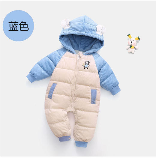 【由内而外 温暖呵护】A类新款婴幼儿连体衣男女童宝宝加绒加厚羽绒棉服新生儿冬季外出抱衣 商品图5