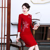 上海旗袍厂TZRY-5时尚喜婆婆婚礼旗袍改良毛呢刺绣改良旗袍裙 商品缩略图2