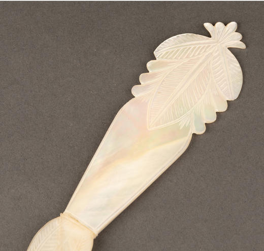 独角鹿西洋古董法国卢浮宫回廊商店珐琅饰母贝雕花裁纸刀开信刀 商品图2