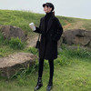 【时尚简约】黑色毛呢外套女中长款秋冬流行韩版宽松赫本风呢子大衣厚上衣 商品缩略图6