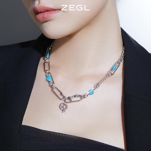ZEGL设计师涂鸦项链女ins嘻哈锁骨毛衣链秋冬配饰品 商品图2