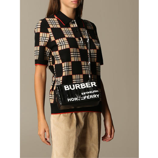 BURBERRY 巴宝莉 Lola - 小号 Horseferry 印花绗缝萝纳包 女单肩包 黑色 8021619 A1189 商品图3