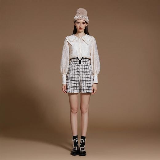 黑白格纹高腰短裤 商品图2