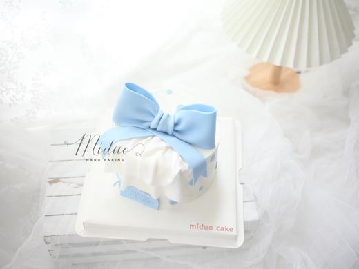 女生蛋糕 翻糖蝴蝶结 天蓝色 甜美裙边 小红书网红款 商品图2