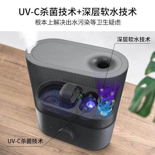 LEXY莱克家用加湿器 孕妇婴儿卧室空调房空气净化加湿器加湿 办公室大雾量加湿机 HU301 灰色 商品图3