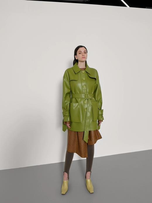 肩部浮水双兜皮风衣 商品图0