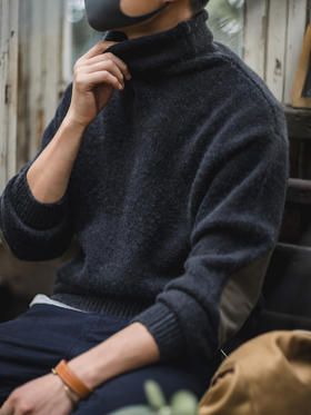 工装优选 日系复古加厚针织高领马海毛毛衣秋冬慵懒针织打底衫男绒