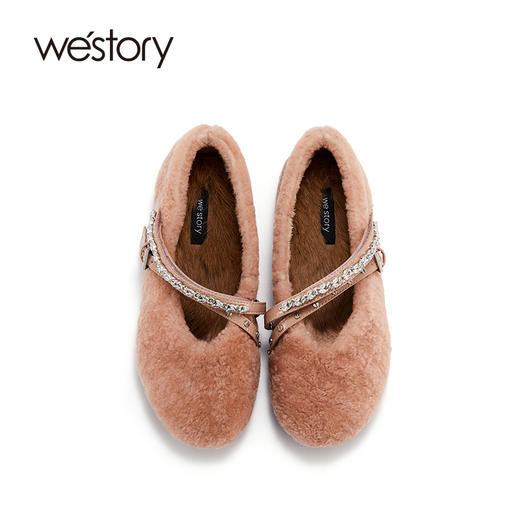 westory2021秋冬新质感平底懒人一脚蹬毛毛鞋圆头绒里减龄乐福鞋73771 商品图3