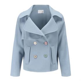 双排扣短款羊毛风衣