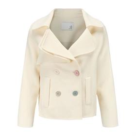 双排扣短款羊毛风衣