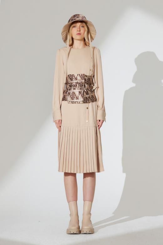 斜门襟压褶连衣裙 商品图2