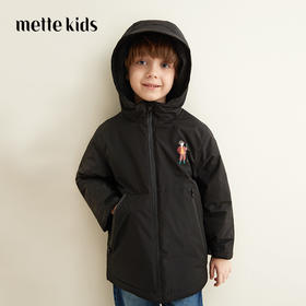 【玉米图案连帽保暖棉服】mettekids童装新品男童外套连帽防风保暖棉服