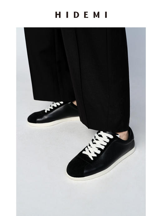 HIDEMI简约设计感小羊皮球鞋sneaker 黑色/白色/棕色 商品图3
