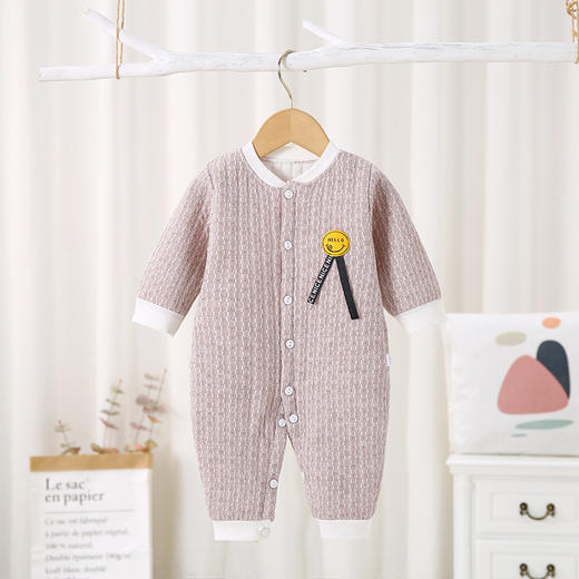 【优质好棉 透气吸汗】婴儿连体衣春秋保暖薄棉宝宝棉质哈衣新生儿衣服简约爬服 商品图8