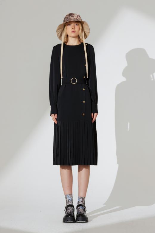 斜门襟压褶连衣裙 商品图2