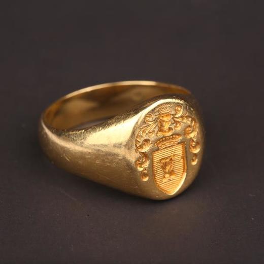 独角鹿西洋古董珠宝首饰1960年代欧洲18K金伯爵冠冕纹章戒指 商品图2