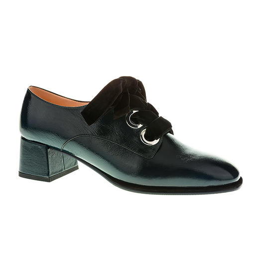 sheme 时尚袋鼠漆皮深口方跟丝绒系带乐福鞋 商品图12