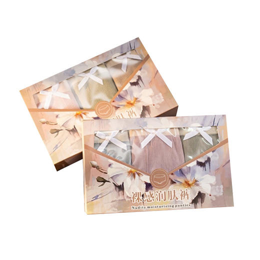 【双十一狂欢节~新款任选！拍一发二】裸感润肤裤盒装内裤女日系中腰高弹无缝蝴蝶结蕾丝花边纯棉三角裤 商品图4