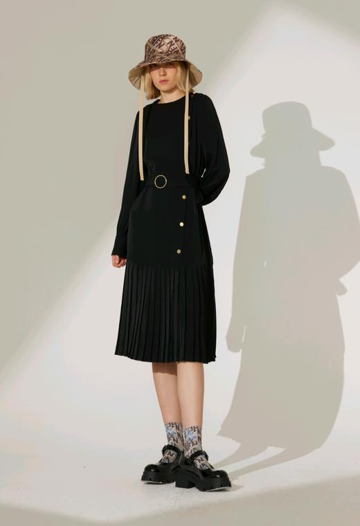 斜门襟压褶连衣裙 商品图4