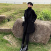 【时尚简约】黑色毛呢外套女中长款秋冬流行韩版宽松赫本风呢子大衣厚上衣 商品缩略图7