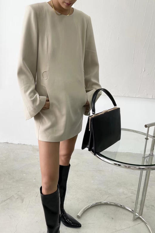 Viktoria Chan | AW2114 Jill short dress [长袖短款连衣裙 黑/米] 商品图0