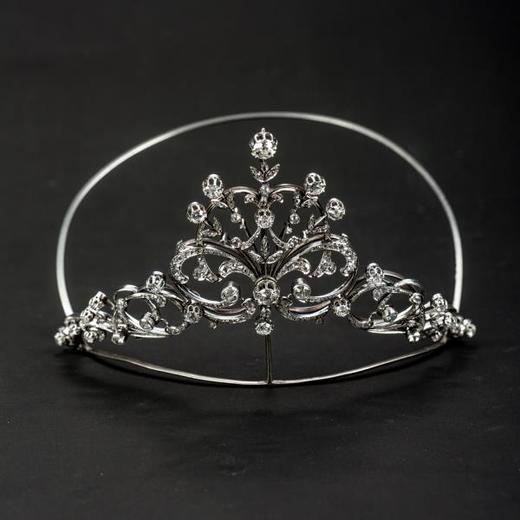 独角鹿西洋古董王室御用珠宝世家Mellerio铂金镶钻石项链胸针冠冕 商品图3