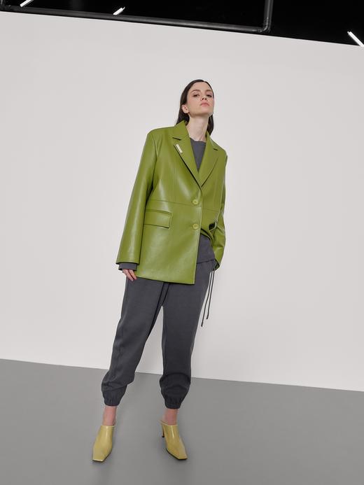 简约直筒皮西服 商品图0