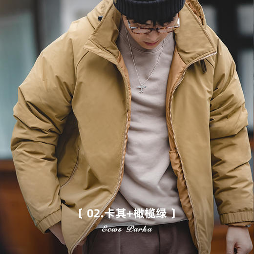 马登工装日系复古白鸭绒羽绒服轻便连帽外套男冬季 商品图3