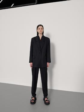 立体侧边直筒裤