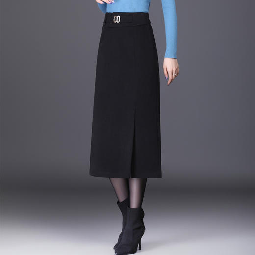 时尚厚款包臀裙，长款开衩裙印花长裙毛呢半身裙MYX-6763 商品图2